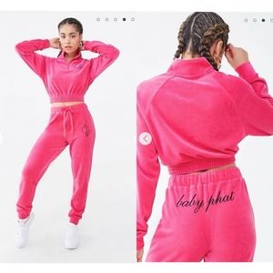 💗 Hot Pink Baby Phat Velour Track Pants Y2K Bimbo Baddie Style ✨️